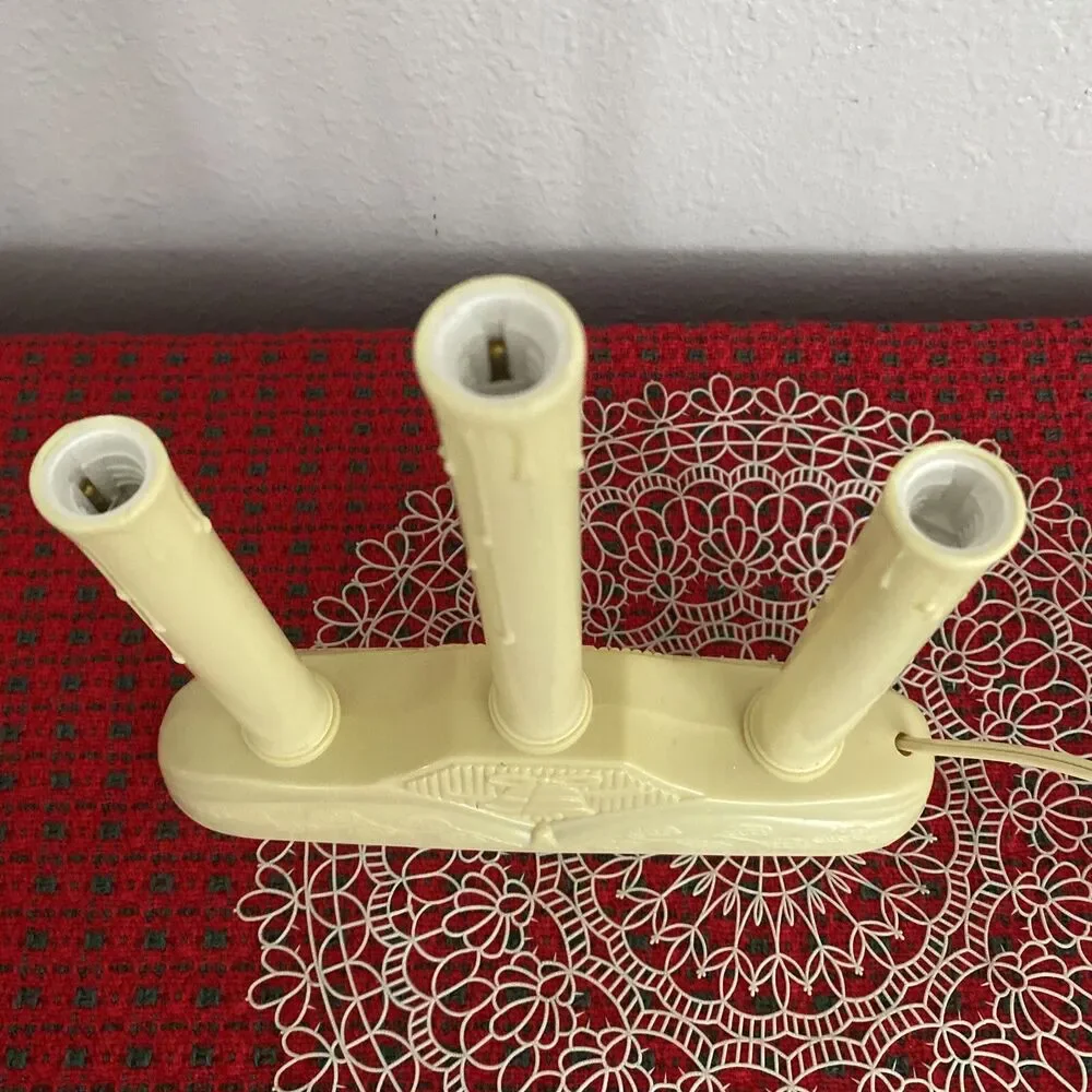 Vintage 3 Light Tiered Electric Christmas Window Candle Candelabra Dripping Wax